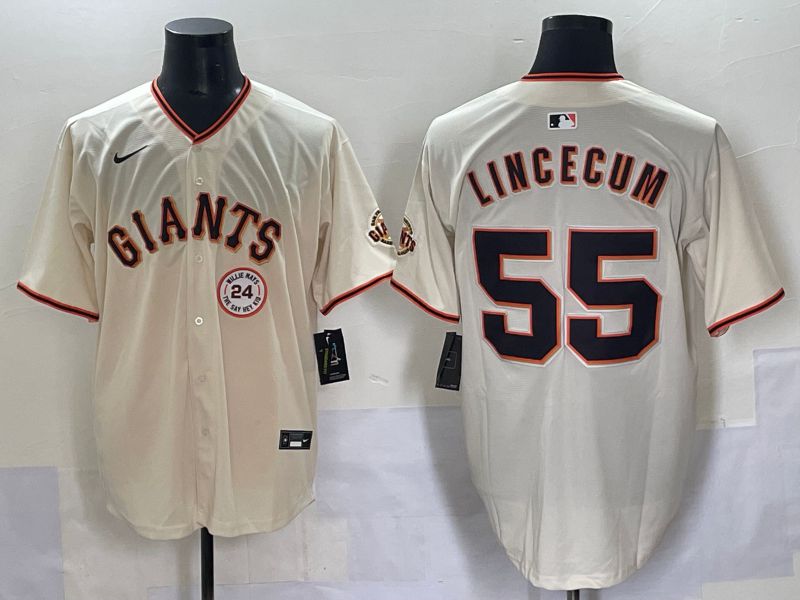Men 2025 San Francisco Giants 55 Lincecum Cream Game Nike MLB Jersey style 7